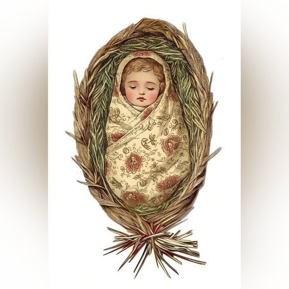 Vintage Other - Vintage Style Baby Jesus Illustration Art Print